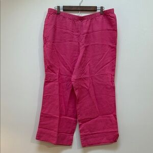 J JILL 100% LINEN CROPPED WIDE LEG TROUSER BEACH‎ PANT SIZE LARGE NWT